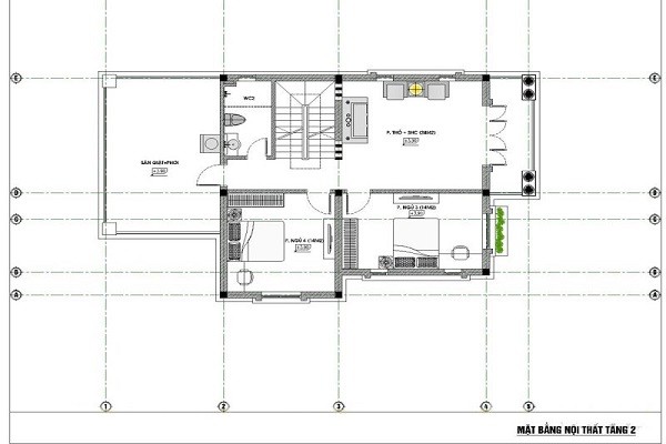 Bản vẽ thiết kế nhà 2 tầng 8x15m tầng 1