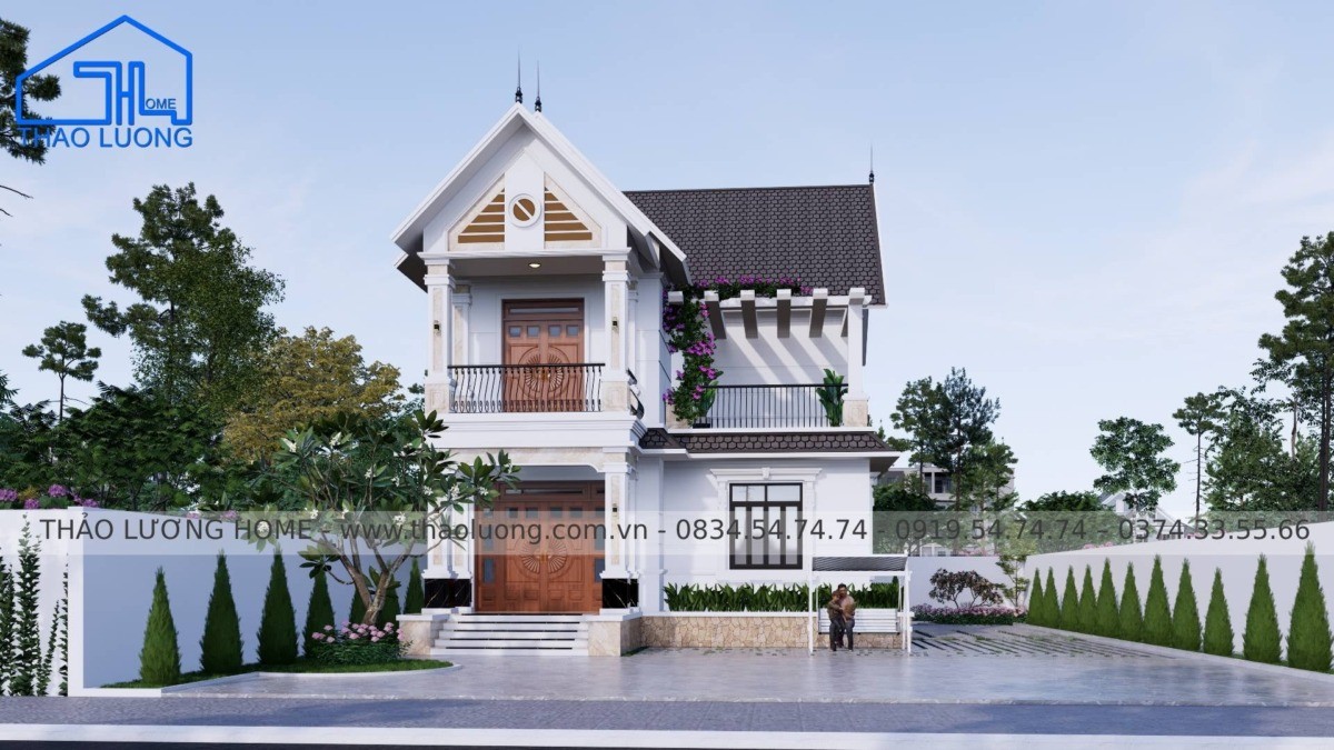 Mẫu nhà mái Thái 2 tầng đẹp